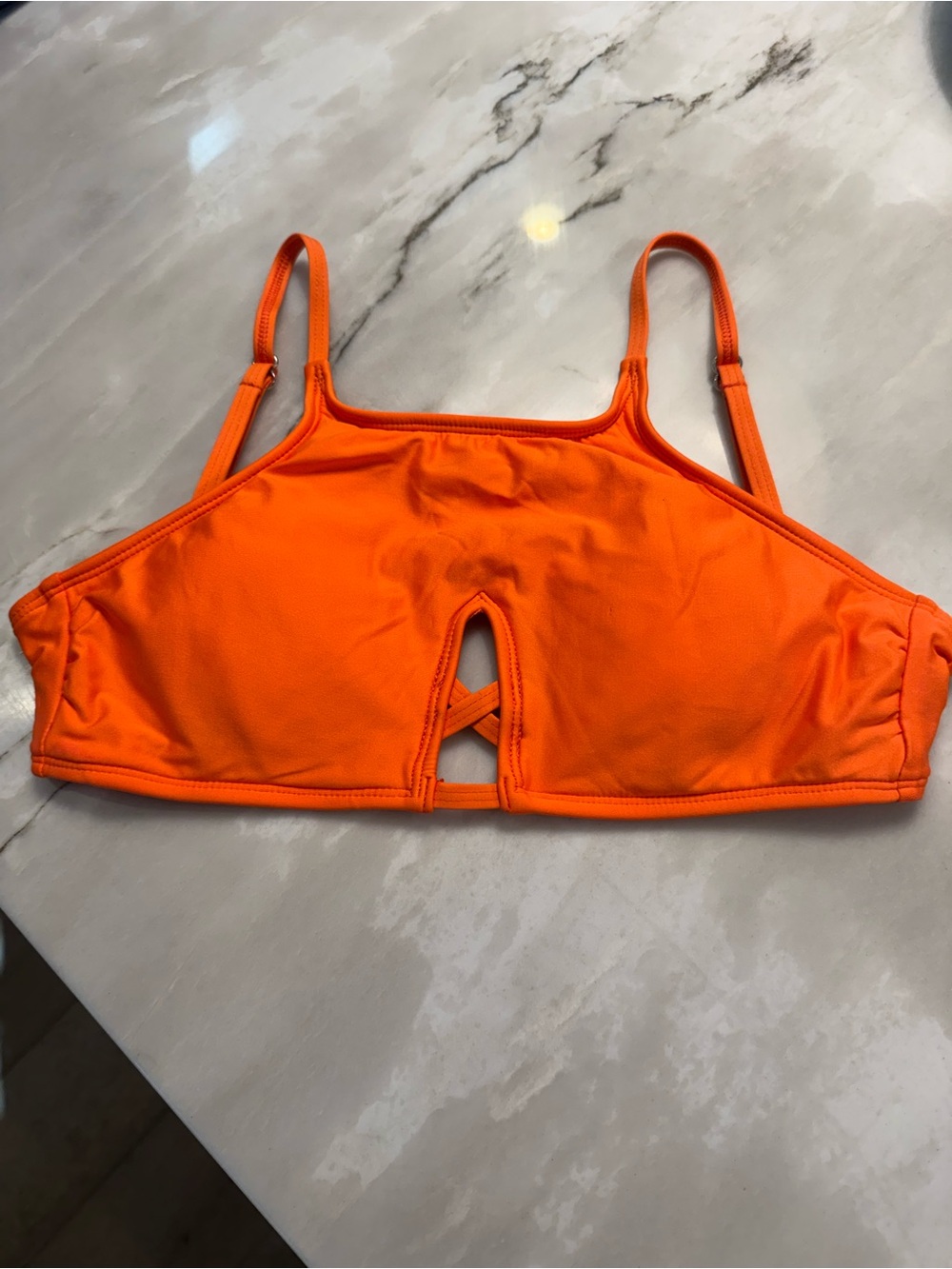 Splendid Bright Orange Keyhole Bralette Bikini Top